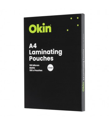 Okin Laminating Pouches A4 Matte 100mic, Pack of 100